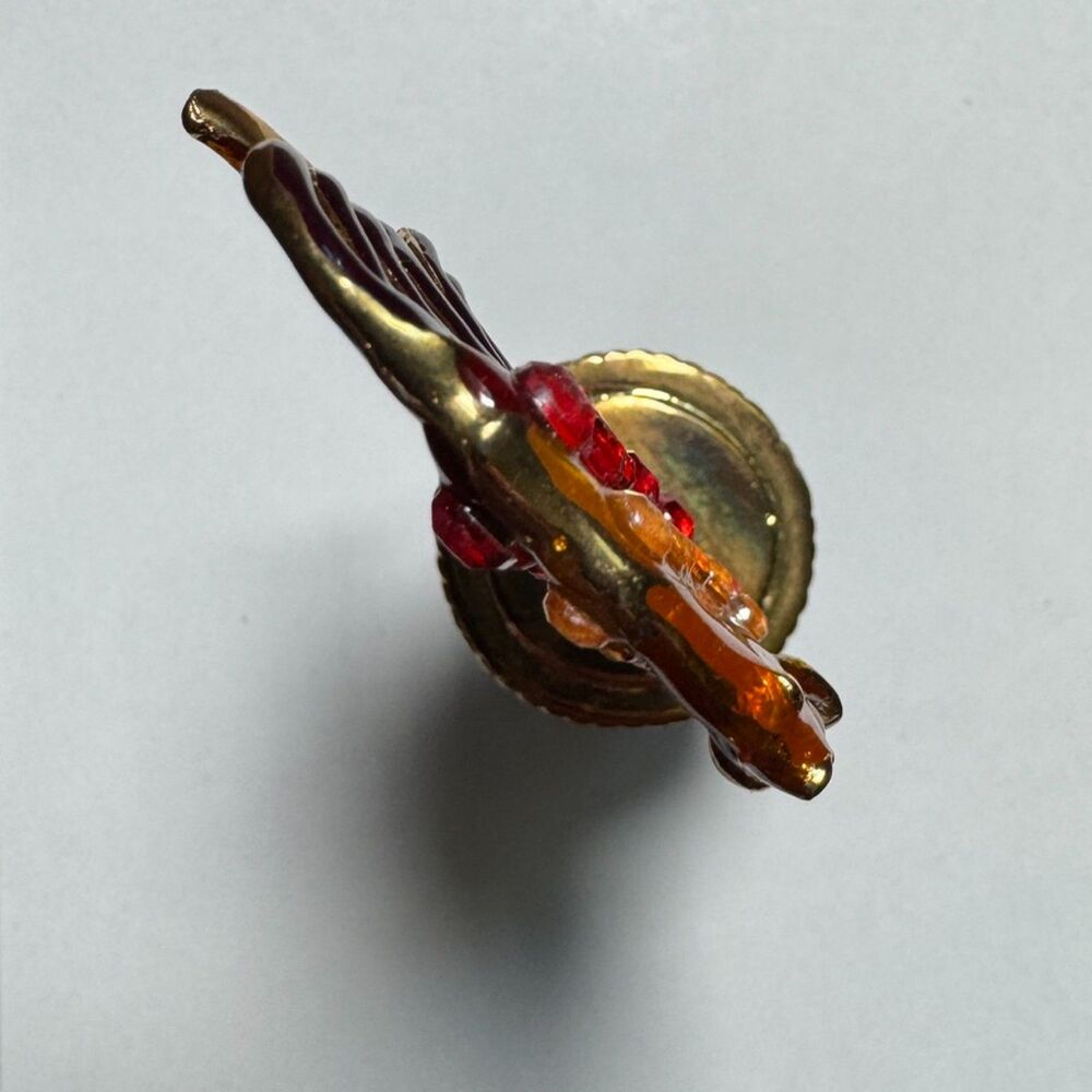 Wine Bottle Stopper Standard Rhinestone Enamel Fish Gold Tone Ornate
